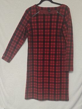 Talbots Red and Black Plaid Dress, Sz M